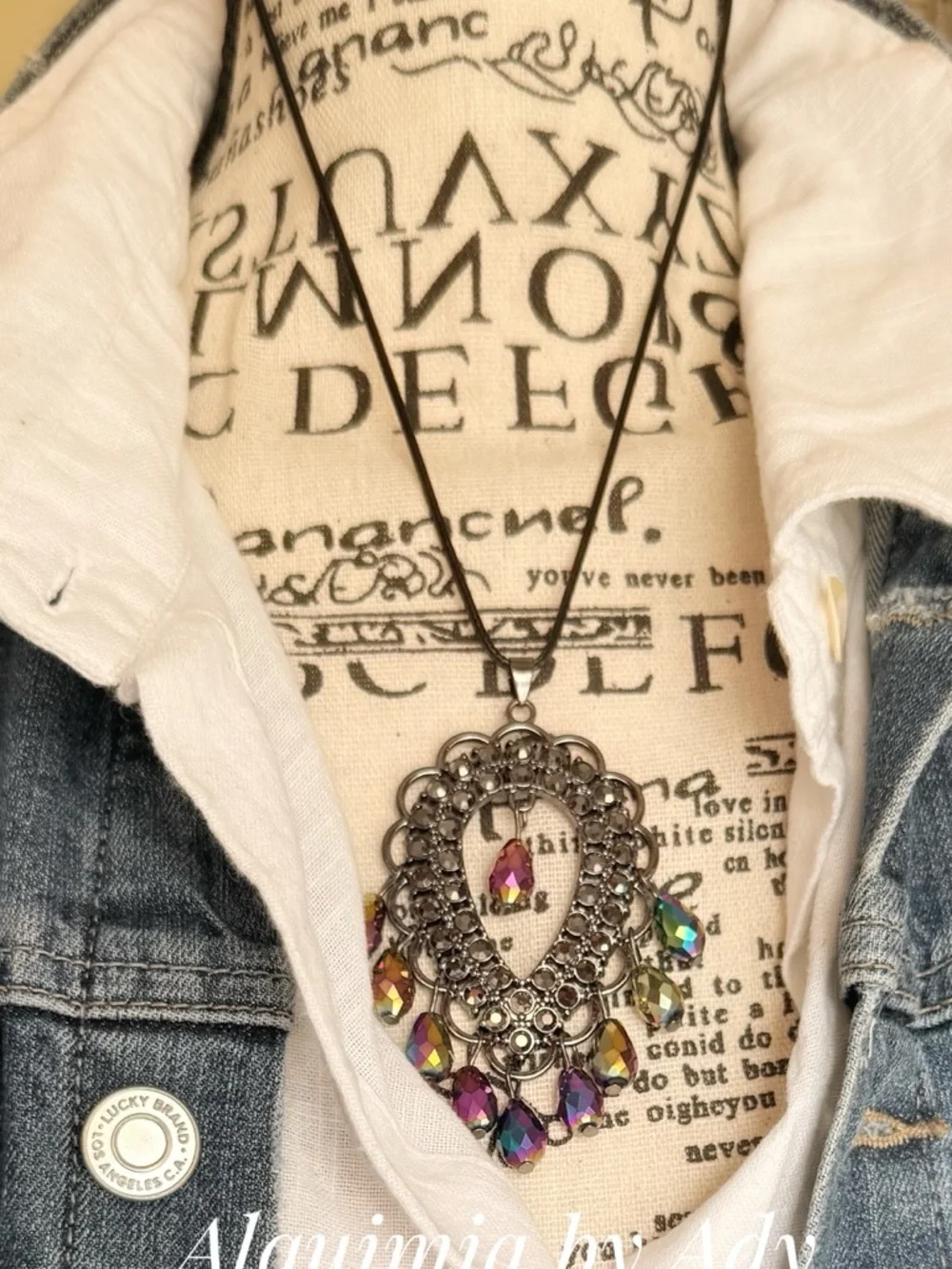Alquimia Multicolor Crystal Teardrop Chandelier Necklace